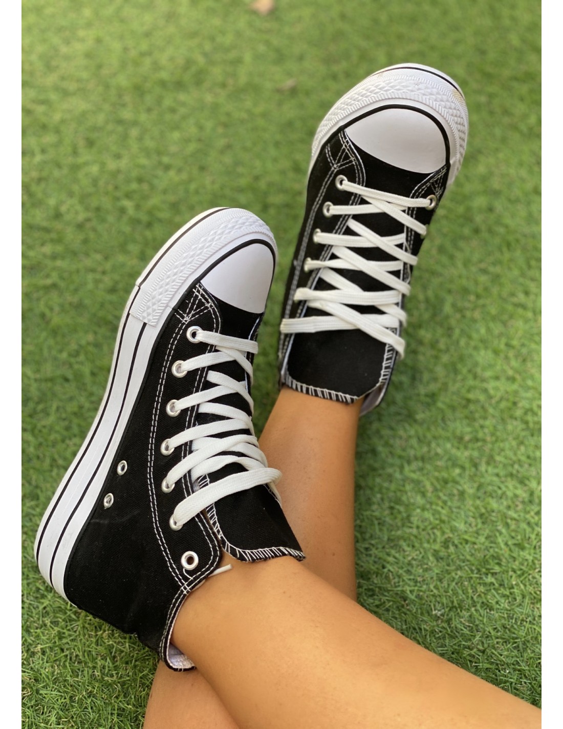 Botines lonas doble suela Negros