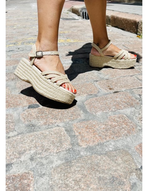 Sandalias CUÑA RAFIA